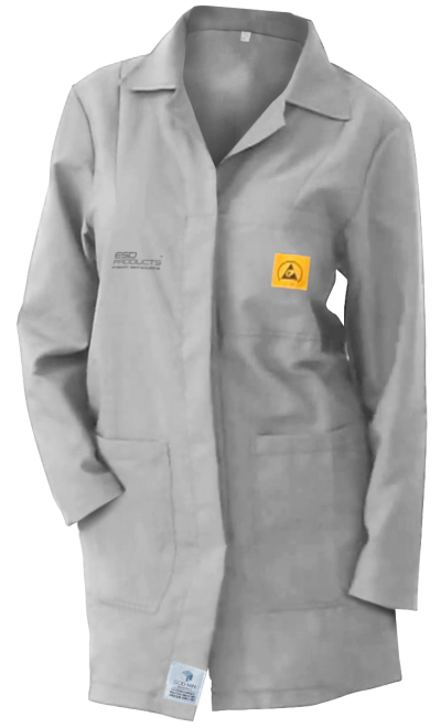 ESD Lab Coat 1/2 Length ESD Smock Light Grey Female XXL Antistatic Clothing ESD Garment